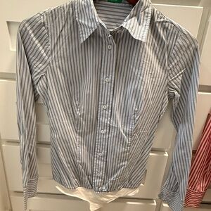 Women’s United color of Benetton Blue Striped Shirt bodysuit